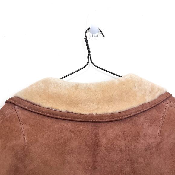 Vintage David Church Suede Mens Coat Size 40 Brown Shearling Sheepskin Marlboro - Picture 5 of 12